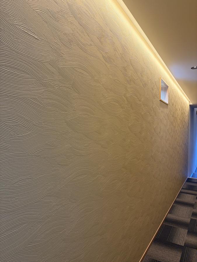 Corridor with textured wall